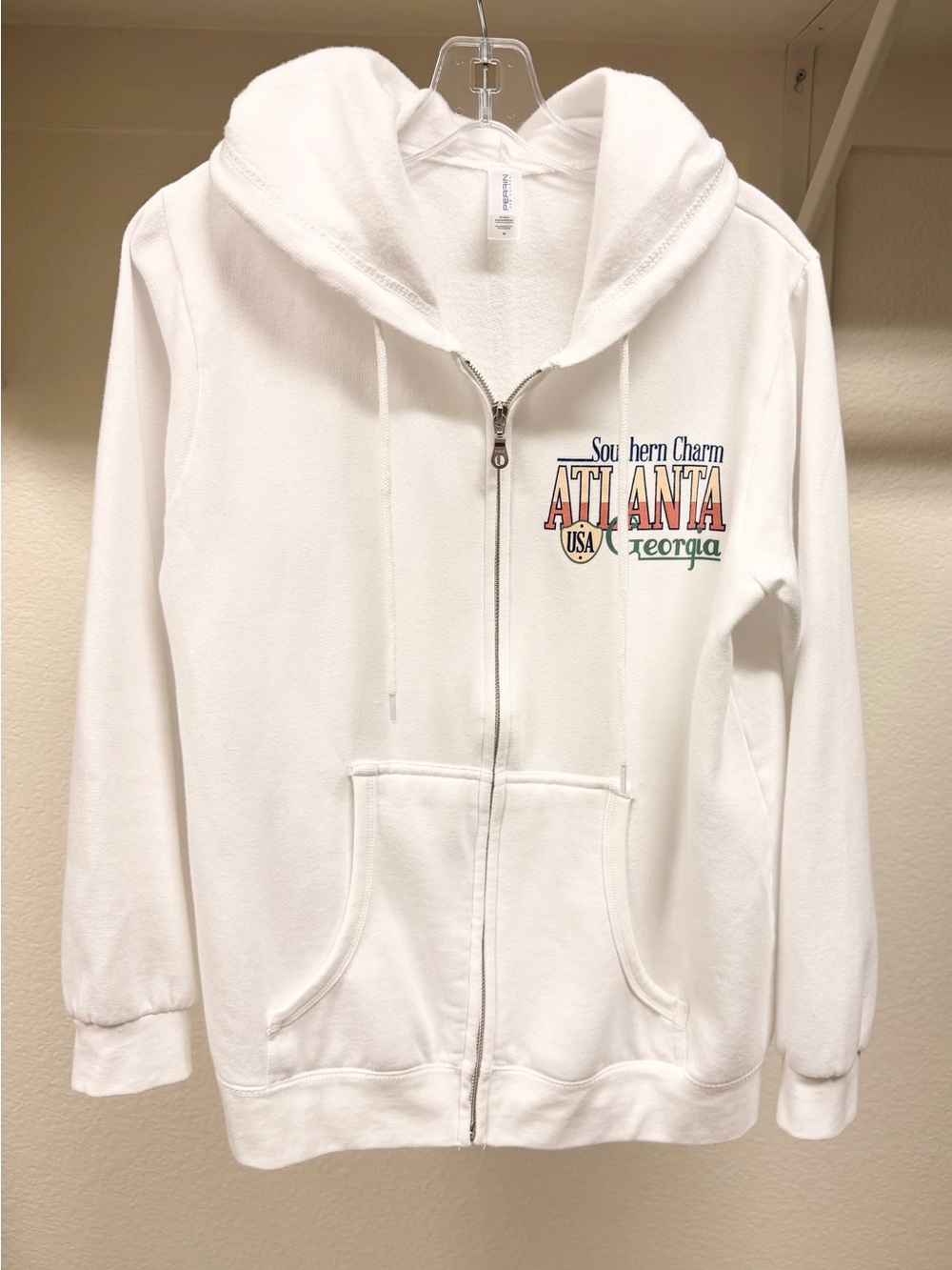White Atlanta Graphic Zip-Up Hoodie